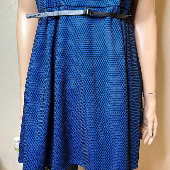 LANE BRYANT BLUE BLACK FISHNET FIT FLARE SLEEVELESS DRESS ROCKABILLY 20 - Picture 3 of 9